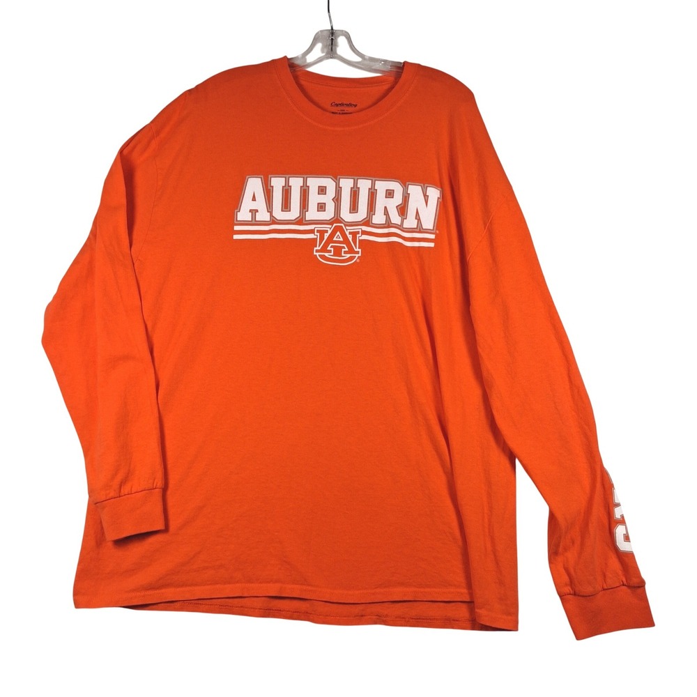 Captivating Apparel Auburn Tigers Long Sleeve T-Shirt Mens 2XL Orange Cotton